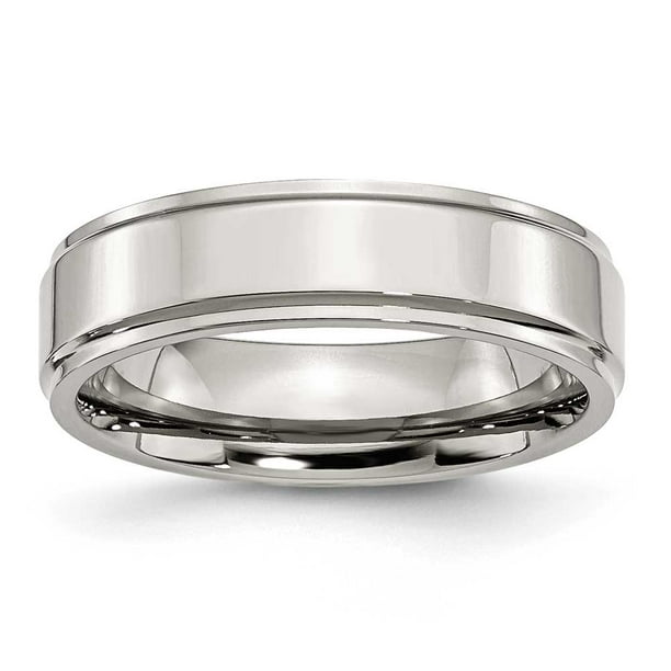Stainless Steel Ridged Edge 6mm Polished Band Stainless Steel Ridged Edge 6mm Polished Band